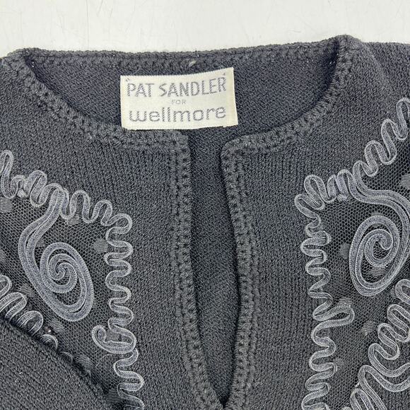 Pat Sandler for Wellmore Black Long Sleeve Knit Top Vintage 80's - Picture 3 of 9